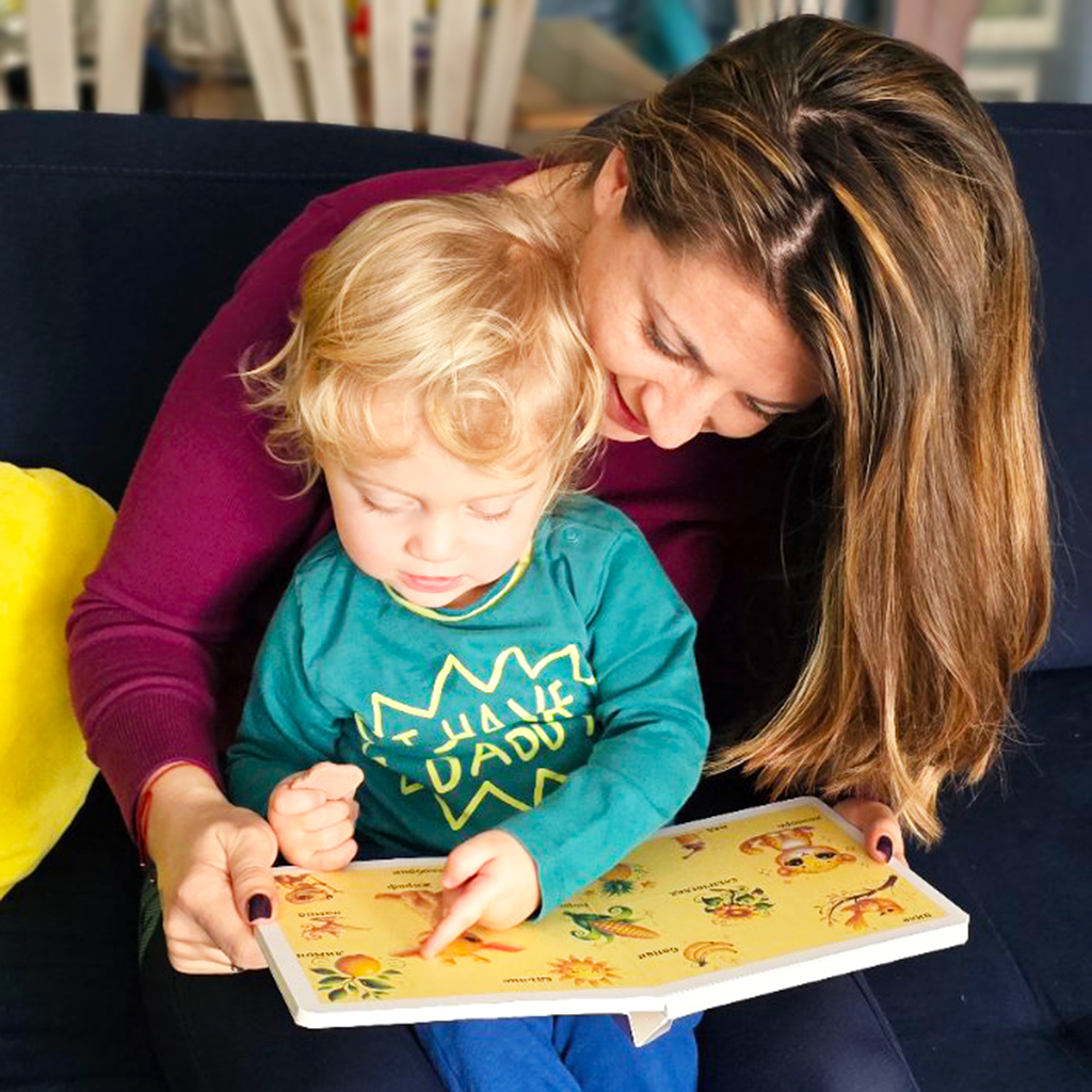 mom and child reading book